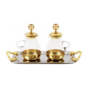 Cruet Set with Brass Tray