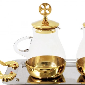 Cruet Set with Brass Tray