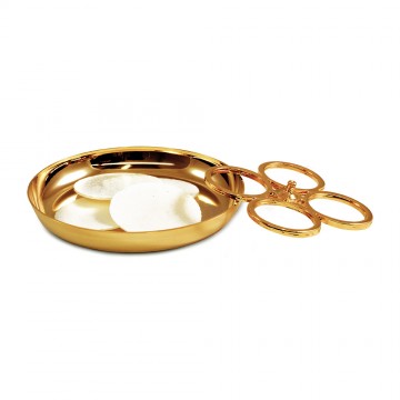 Brass paten with host holder