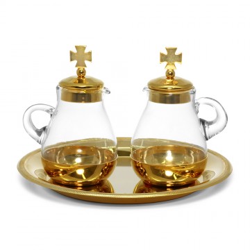 Glass Cruet set with Brass...
