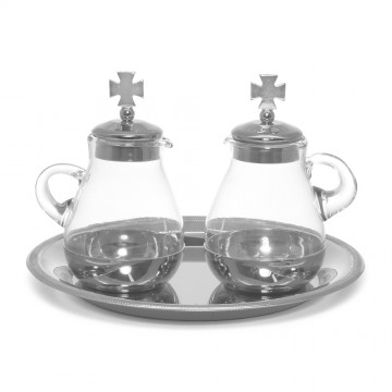 Glass Cruet set with Brass...