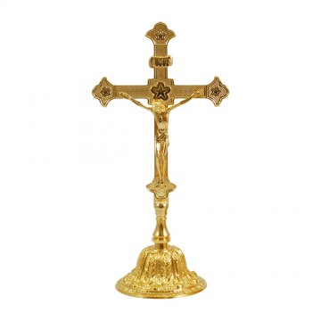 Altar Cross in Golden Brass