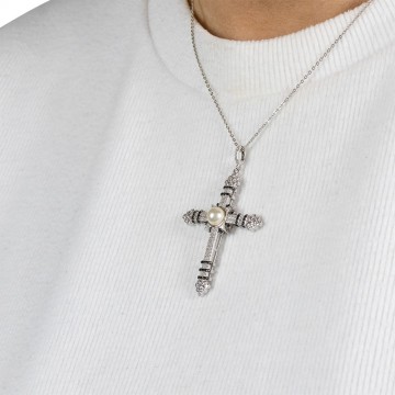 Silver Necklace with Cross...