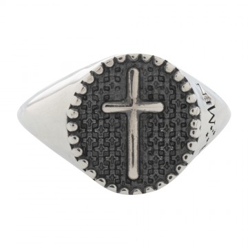 Silver Ring with Cross AMEN