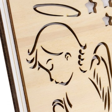 Angel Picture in Carved Wood