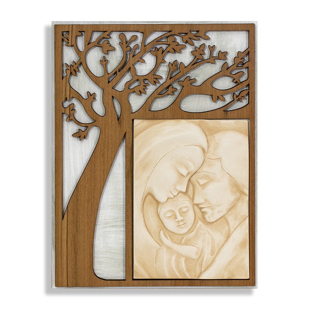 Picture in wood Tree of Life and Holy Family