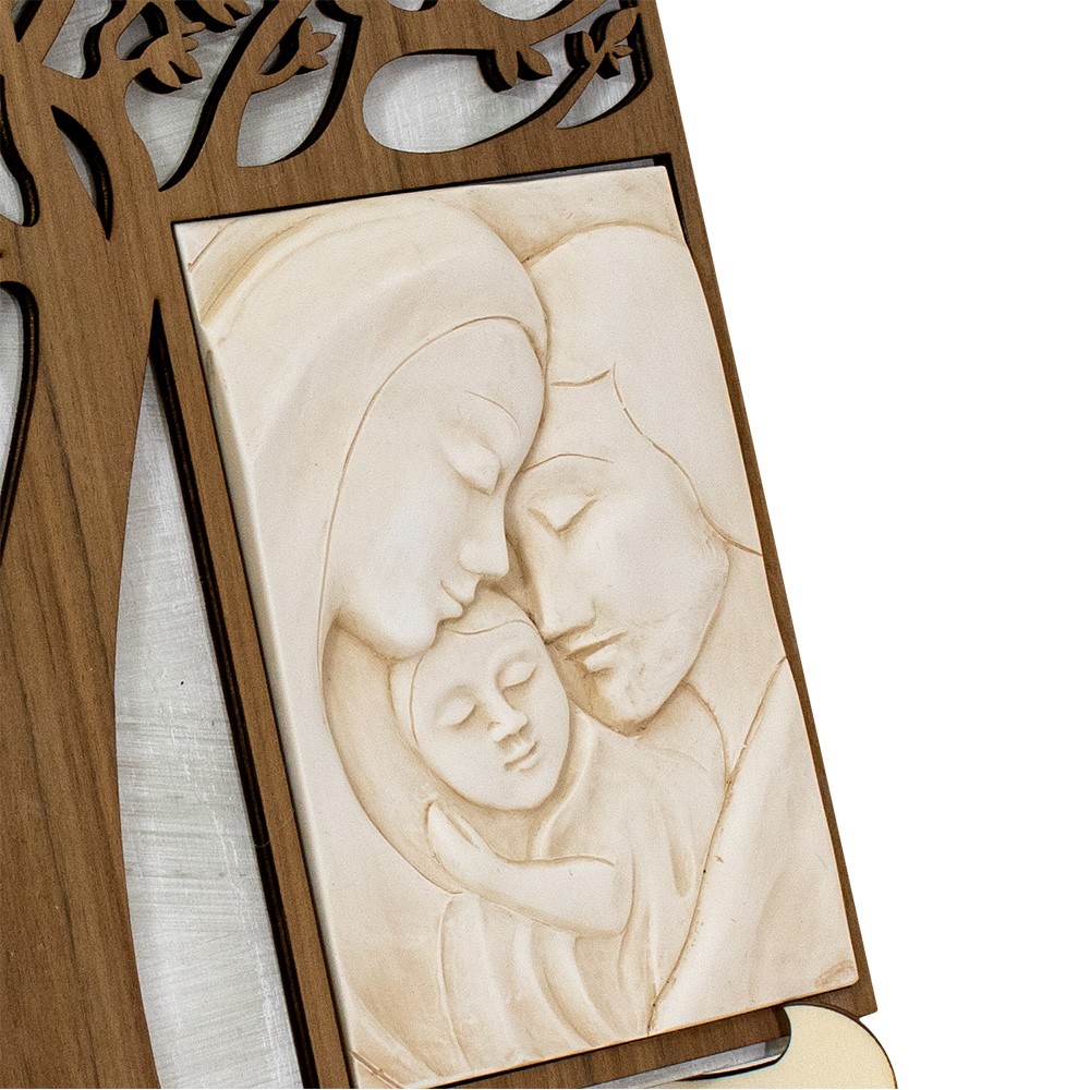 Picture in wood Tree of Life and Holy Family