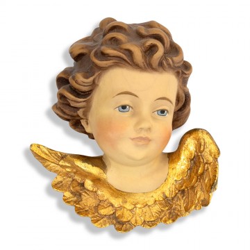 Angel Head in Carved Wood