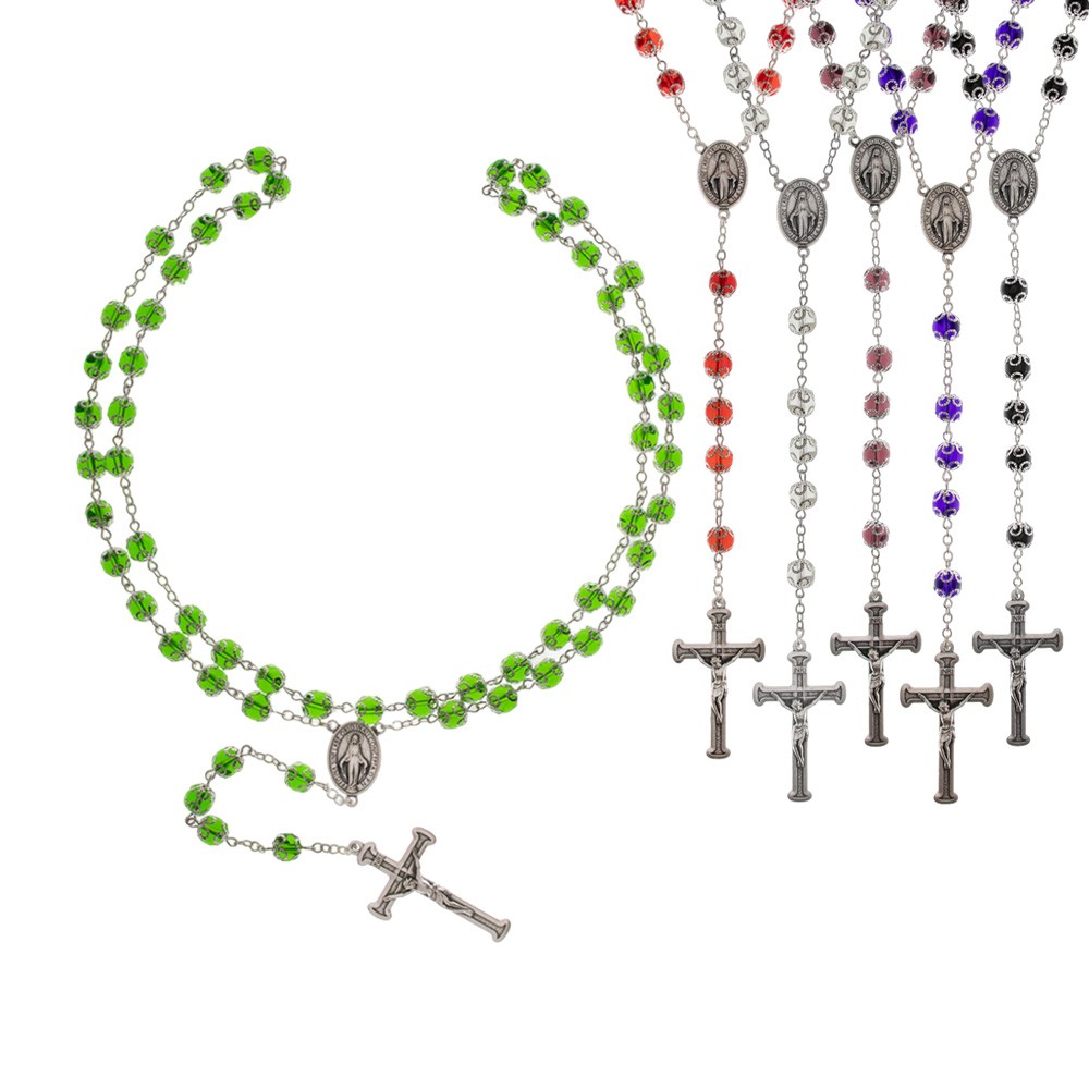 Rosary with colored grains in crystal Myriam