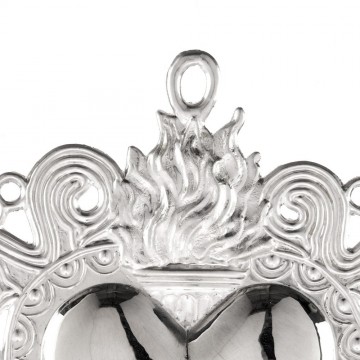Ex-voto Heart in Silver Metal