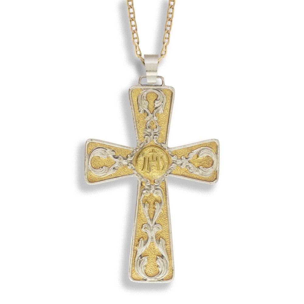 Bishop's cross JHS in two-tone brass | Myriam