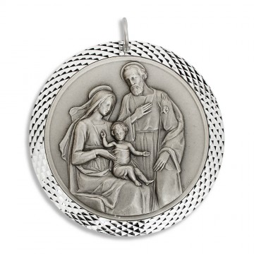 Medallion Holy Family in Metal