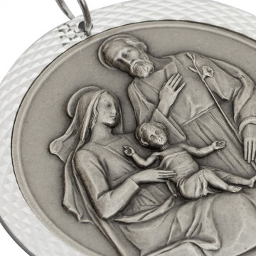Medallion Holy Family in Metal