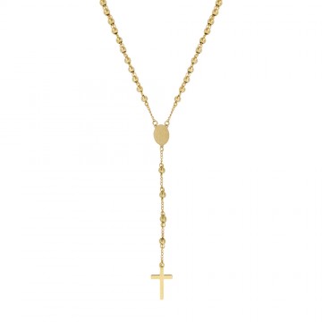 Rosary Necklace in Gold Steel