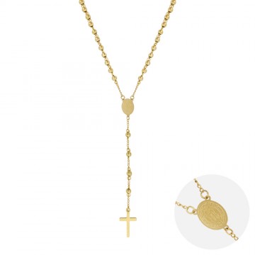 Rosary Necklace in Gold Steel