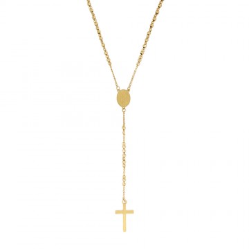 Rosary Necklace in Gold Steel