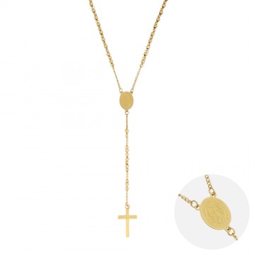 Rosary Necklace in Gold Steel
