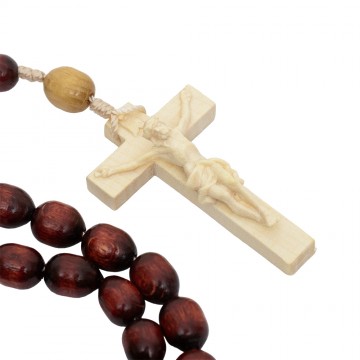 Rosary Beads in Wood and Rope
