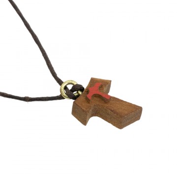 Wooden Tau Pendant with Cord