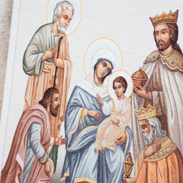 White Wooden Nativity Painting