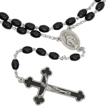 Rosary with Black Beads and...