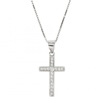 Silver Necklace with Cross...