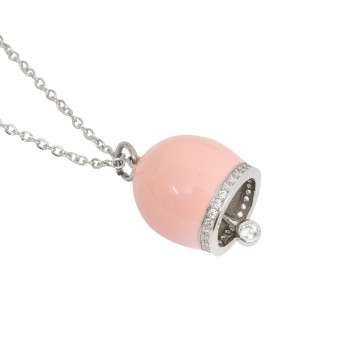 Pink Bell Necklace in Steel...