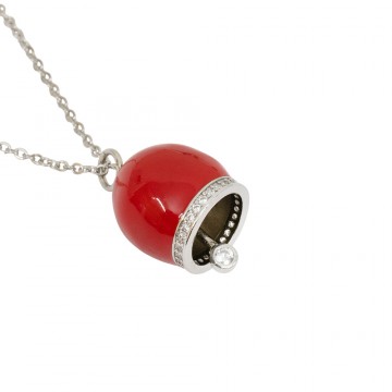 Red Bell Necklace in Steel...