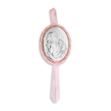 Pink Oval Crib Medal with...