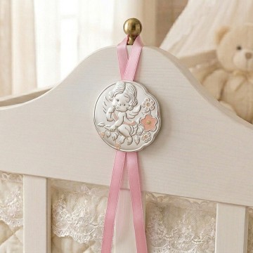 Pink Round Crib Plaque with...