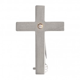 Croce Spilla in Argento con Zircone