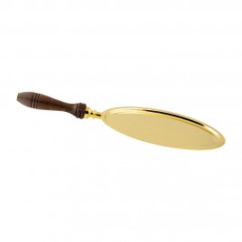 Golden Tray with Wooden Handle