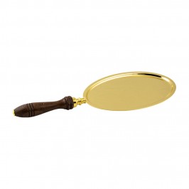 Golden Tray with Wooden Handle