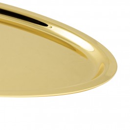 Golden Tray with Wooden Handle